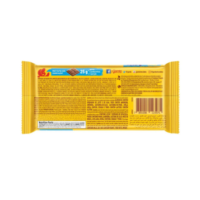 Tableta mléčné čokolády 80g (2,82oz) GAROTO - Balení 4 ks
