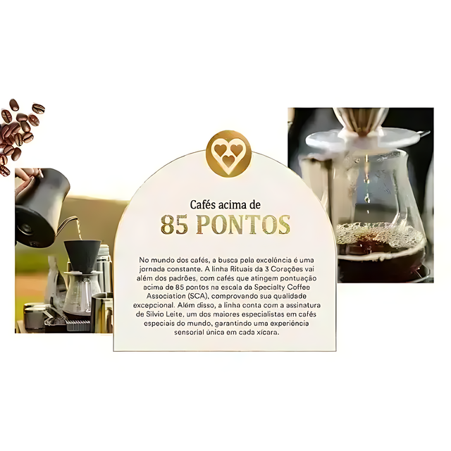 3 Corações Rituais Specialty 85+ Ground Coffee, Chocolate Aroma - 100% Arabica - 250g (8.8 oz)