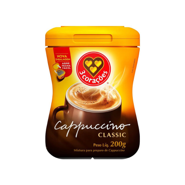 3 Corações Classic Instant Cappuccino Mix 200g (7.05 oz)