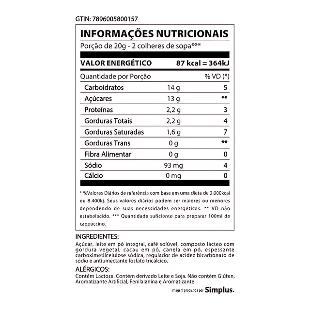 4-Pack 3 Corações Classic Instant Cappuccino Mix - 4 x 200g (7.05 oz)
