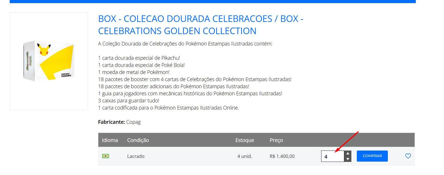 Personal Shopper | Buy from Brazil - Box POKÉMON - Coleção Dourada Celebrações - 4 items- DDP