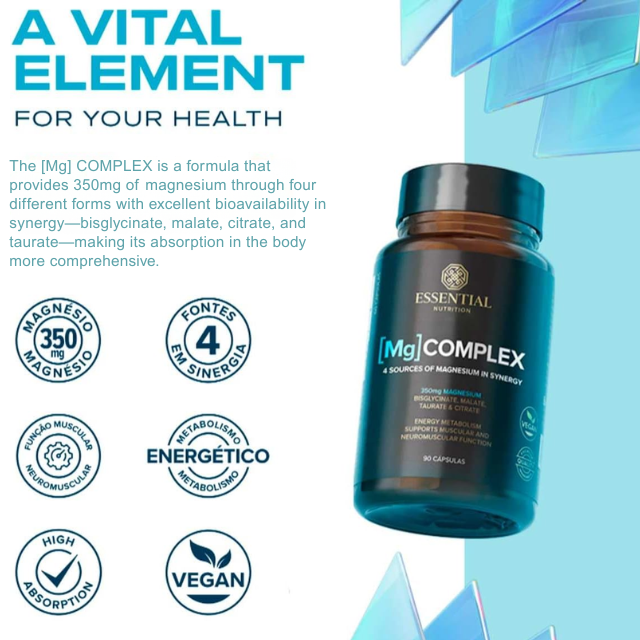 Essential Nutrition [Mg] Complex – Magnesium Blend Capsules, 350mg per Serving – 90 Capsules