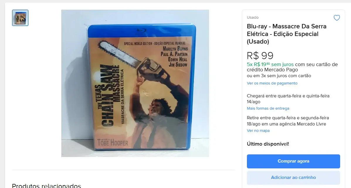 Personal Shopper | Buy from Brazil  - DVD´s Massacre da Serra eletrica 7 units -(DDP)