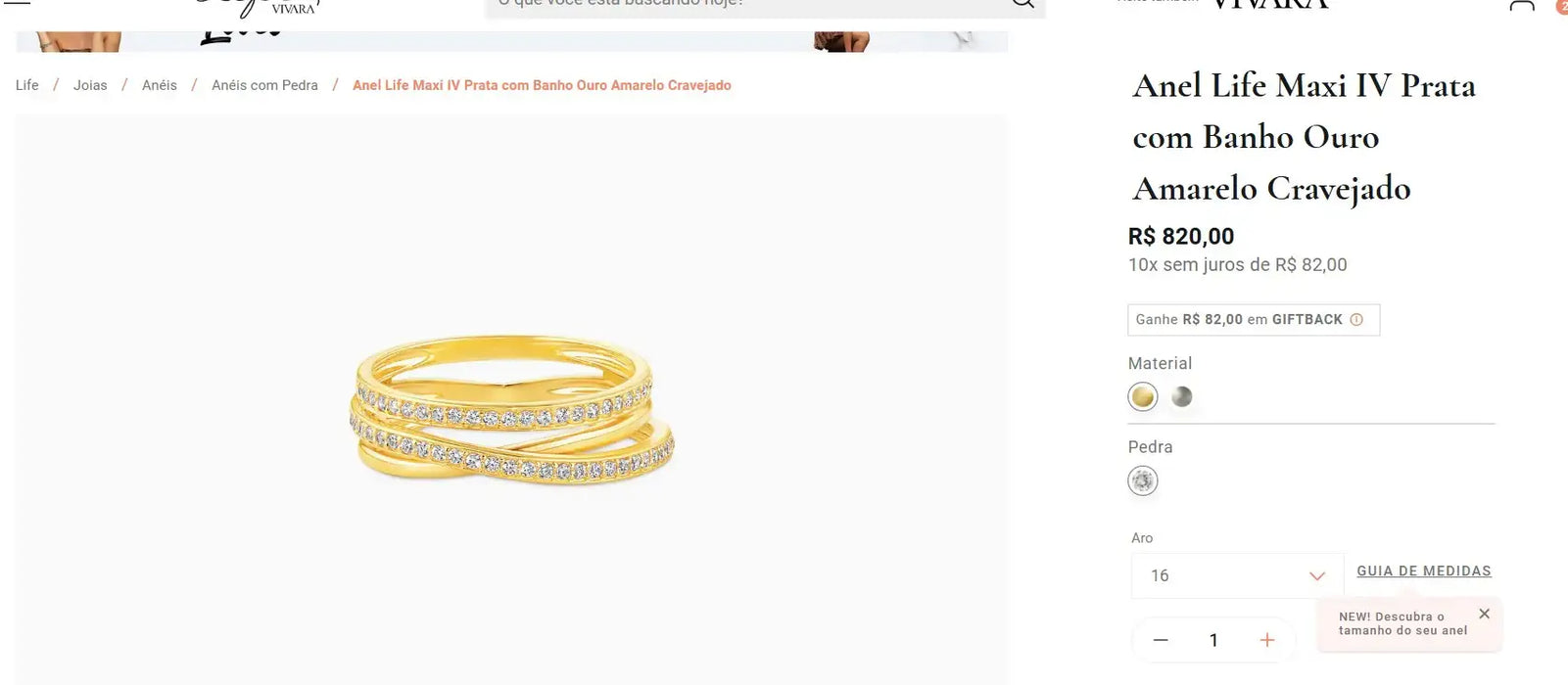 Personal Shopper | Buy from Brazil -Vivara Jewerly - 3 units (DDP)