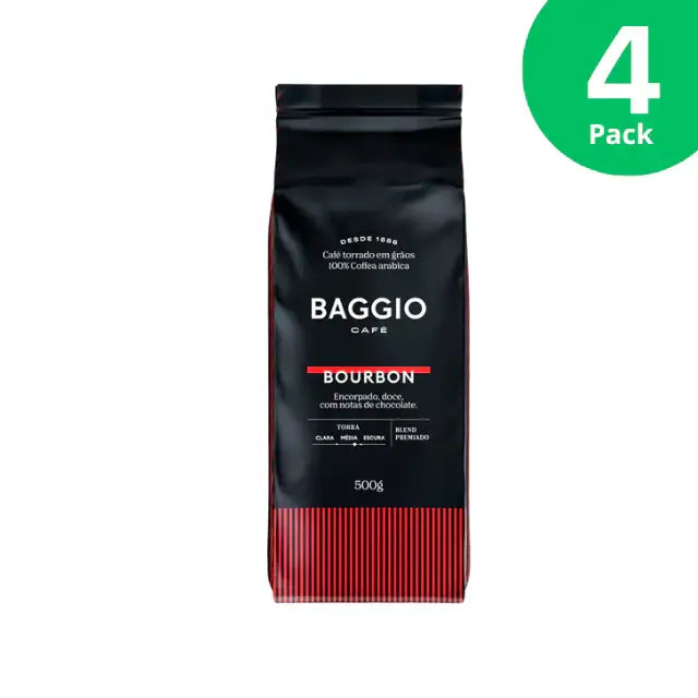 Baggio Café Bourbon Specialty Whole Bean Coffee 4-Pack, 4.4 lb, showcasing bulk value. – Buy now at MKPBR.COM – Worldwide Shipping
