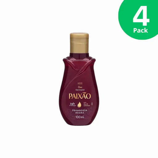 Paixão Black Raspberry deodorant body oil, 3.38 fl oz (100 mL), front label. Buy now at MKPBR.COM – Worldwide Shipping