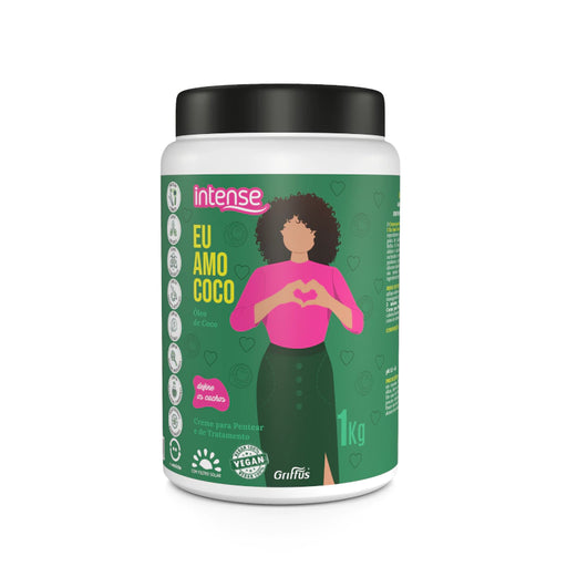 Griffus Intense Eu Amo Coco 2-in-1 Leave-In Cream 1kg (35.27 oz) – Buy now at MKPBR.COM – Worldwide Shipping