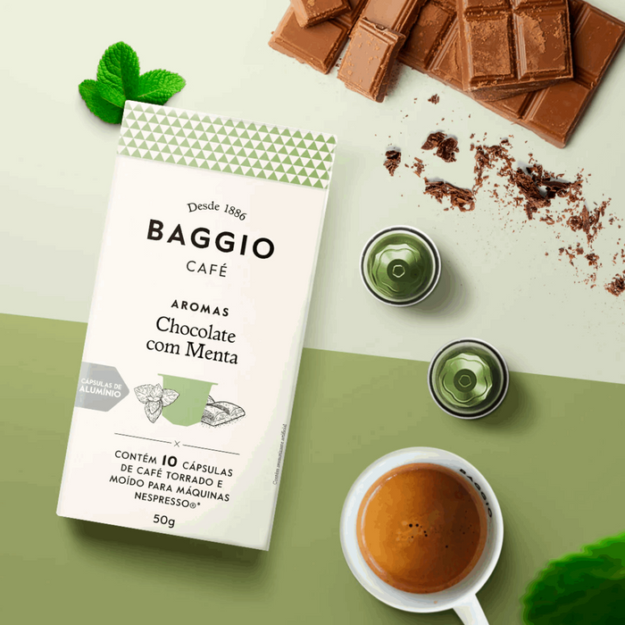 8 Packs BAGGIO Chocolate Mint Nespresso® Capsules: A Refreshing Fusion of Chocolate and Mint (8 x 10 Capsules) - Brazilian Arabica Coffee