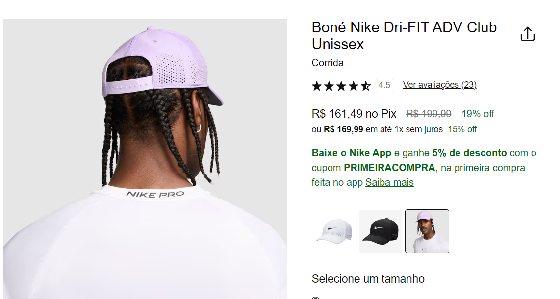 Personal Shopper | Kaufen aus Brasilien - Boné Nike Dri-FIT ADV Club Unissex - 1 Einheit (DDP)