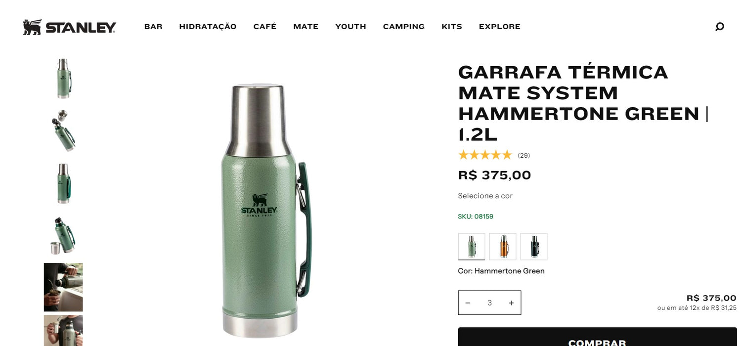 Comprador personal | Comprar en Brasil - Sistema Garrafa Térmica Mate - 9 ARTÍCULOS - DDP