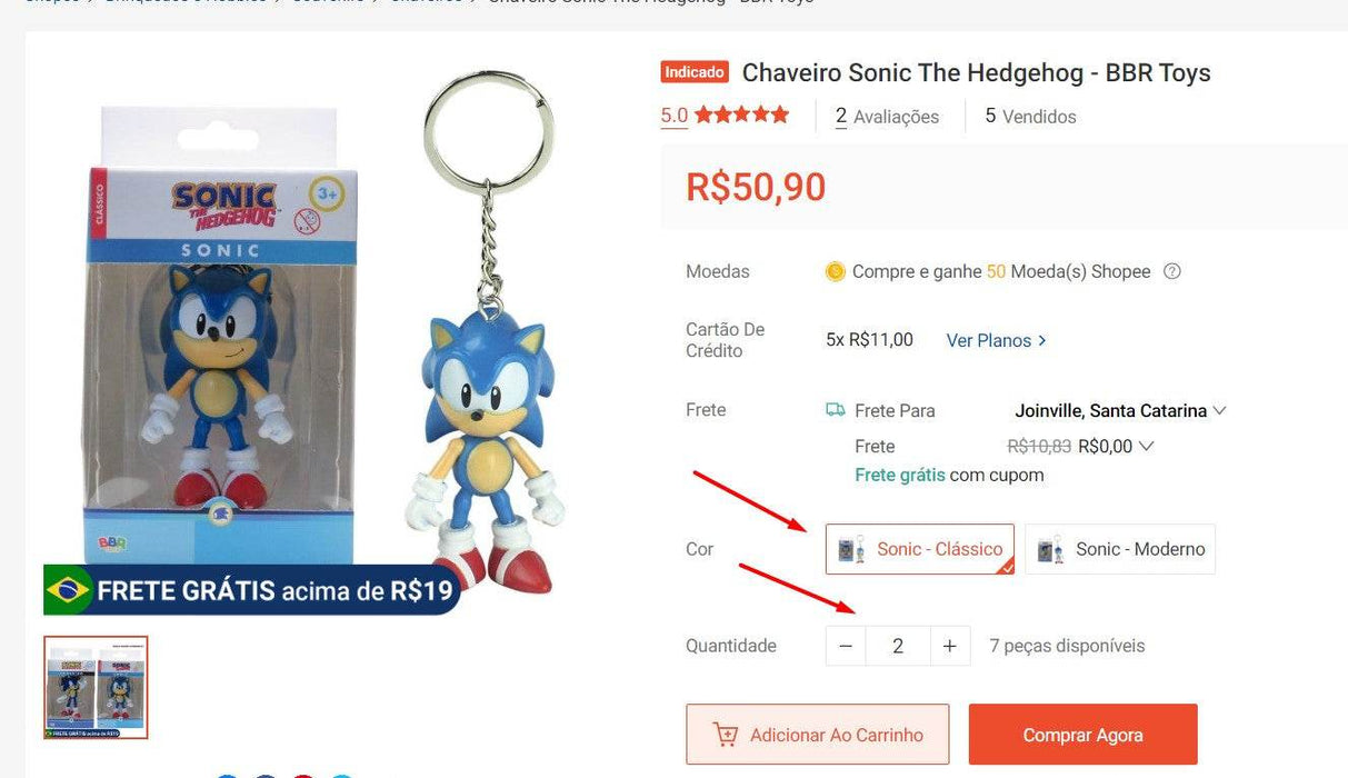 Osobní nakupující | Koupit z Brazílie - Sonic Collectibles- 9 itens- DDP