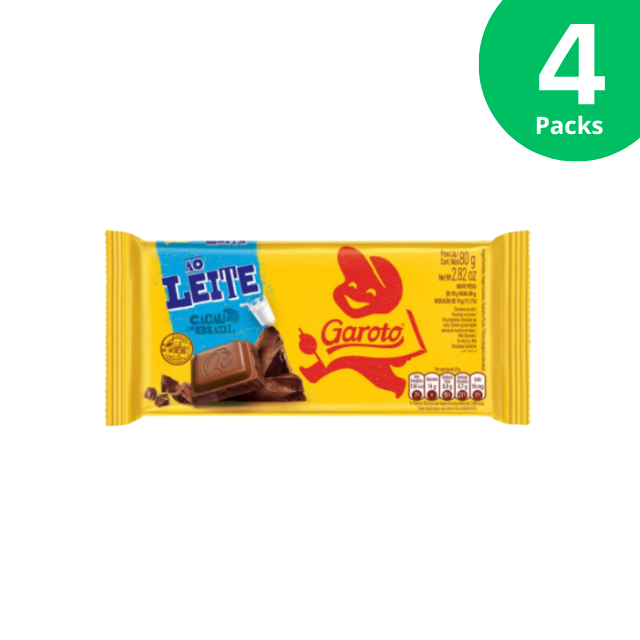 4 paquetes de tabletas de chocolate con leche - 4 x 80 g (2,82 oz) GAROTO
