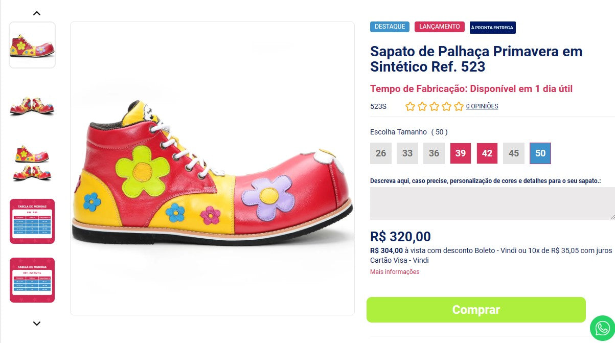 个人客户 | 从巴西购买 - 小丑鞋 - 2 双 (DDP)