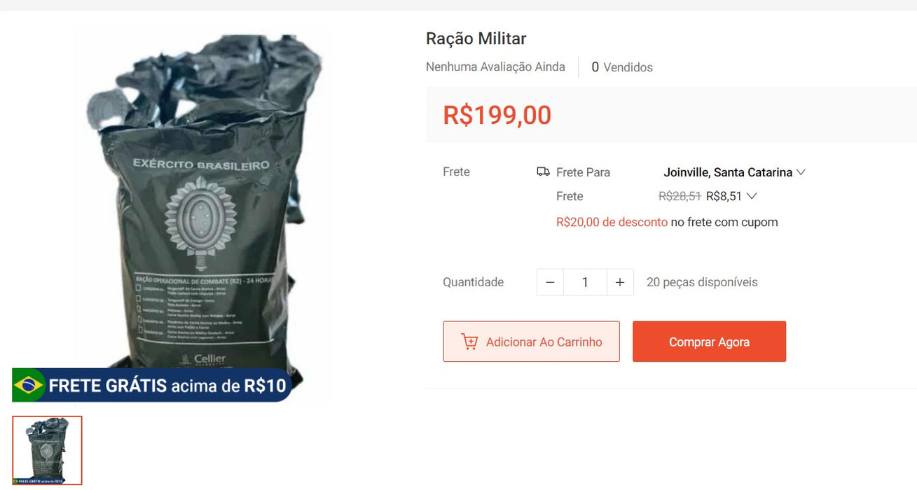 Acheteur personnel | Acheter au Brésil - Nourriture militaire - 2 articles(DDP)
