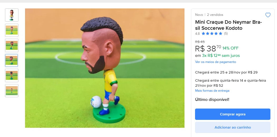 Personal Shopper | Buy from Brazil -	 Mini Craque Do Neymar Brasil Soccerwe Kodoto - 1 item -  DDP