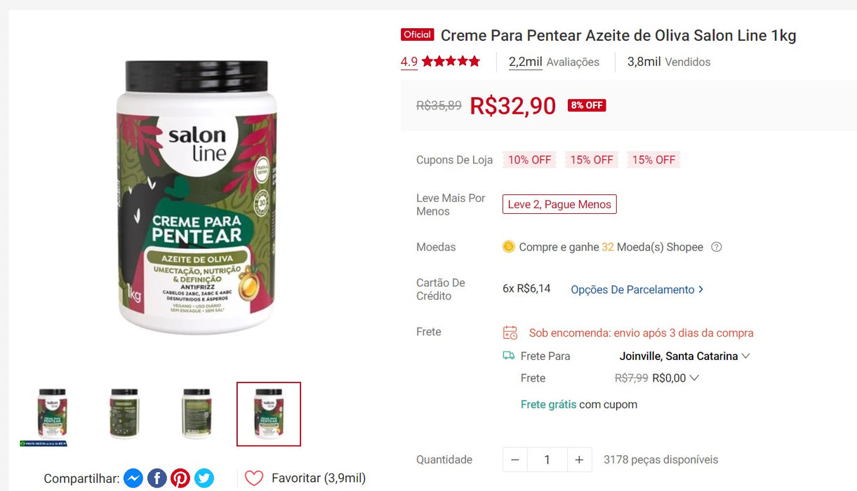 Personal Shopper | Compra desde Brasil - Champús para el cuidado del cabello - 28 ARTÍCULOS (DDP)