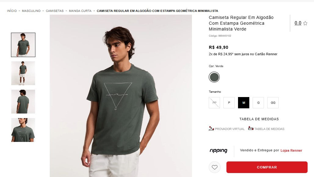 Comprador personal | Comprar desde Brasil -Camisetas Renner - 1 unidades (DDP)