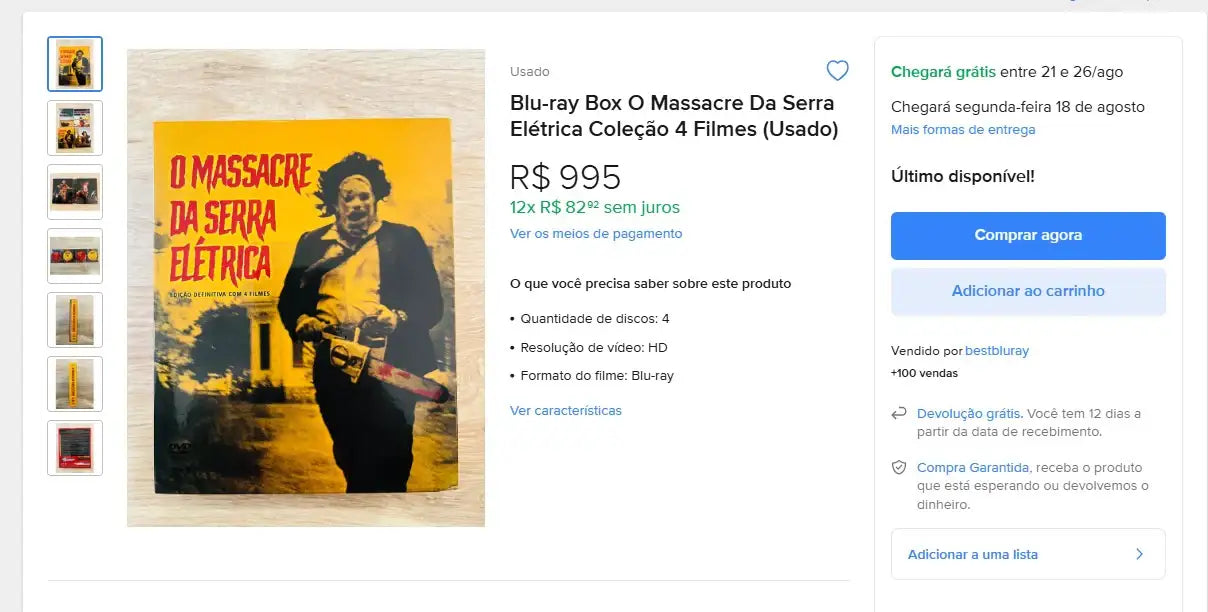 Personal Shopper | Buy from Brazil  - DVD´s Massacre da Serra eletrica 7 units -(DDP)