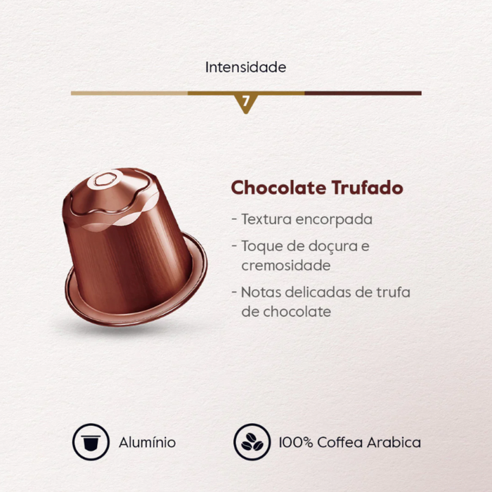 كبسولات باجيو شوكولاتة ترافل نسبريسو®: انغمس في نعيم الشوكولاتة الغنية (10 كبسولات) - القهوة العربية البرازيلية