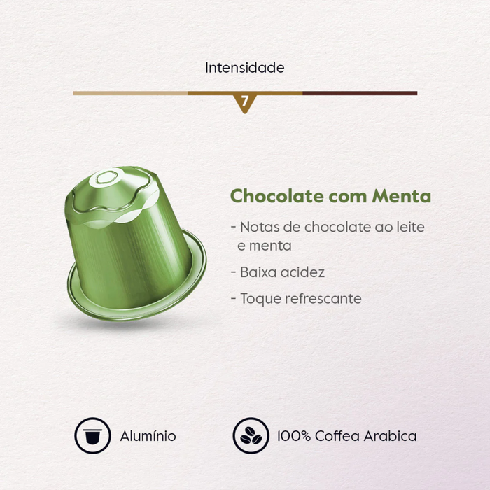 BAGGIO Chocolate Mint Nespresso® Kapseln: Eine erfrischende Fusion aus Schokolade und Minze (10 Kapseln) – Brasilianischer Arabica-Kaffee