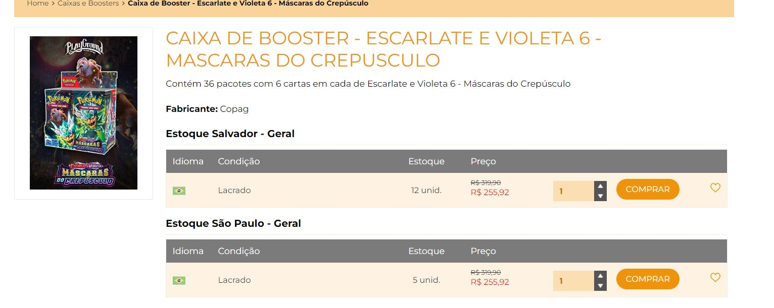 Acheteur personnel | Acheter au Brésil - BOX CARTES POKÉMON - 11 articles - DDP