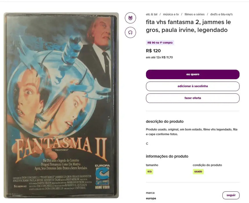 Personal Shopper | Kaufen aus Brasilien - VHS FANTASMA - 5 Einheit (DDP)
