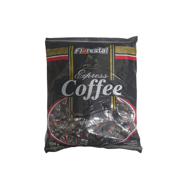 Florestal Express Coffee Hard Candy – jednotlivě balené v sáčku, 500 g (17,6 oz) | Kávové bonbóny s příchutí NOVINKA