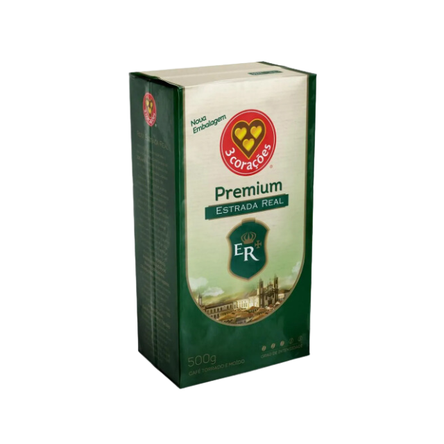Corações Estrada Real Premium pražená a mletá káva - 500 g (17,6 oz) | Směs Arabica & Robusta