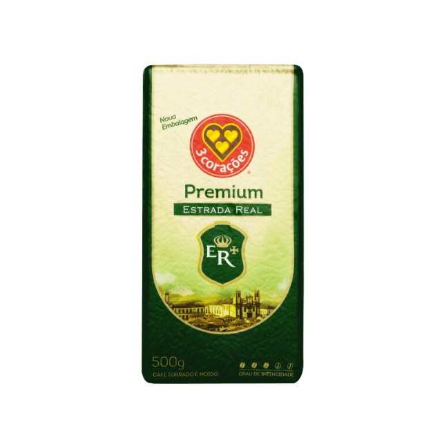 8 Packs 3 Corações Estrada Real Premium Roasted and Ground Coffee - 8 x 500g (17.6 oz) | Arabica & Robusta Blend