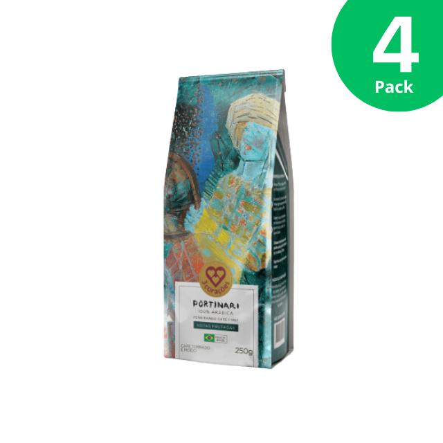 4 Packs 3 Corações Portinari Gourmet Ground Coffee - Fruity Notes - 4 x 250g (8.8 oz)
