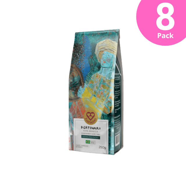 8 Packs 3 Corações Portinari Gourmet Ground Coffee - Fruity Notes - 8 x 250g (8.8 oz)