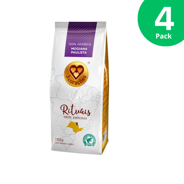 4 Packs 3 Corações Rituais Mogiana Paulista Ground Coffee - 4 x 250g (8.8 oz)