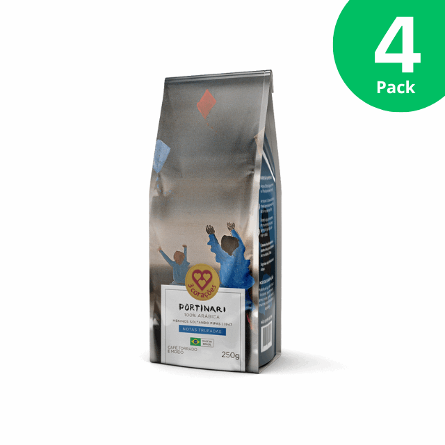 4-Pack 3 Corações Portinari Gourmet Ground Coffee - Truffled Notes - 4 x 250g (8.8 oz) - Brazilian Arabica Coffee