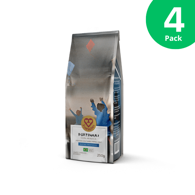 4 Packungen Corações Portinari Gourmet-gemahlener Kaffee – Trüffelnoten – 4 x 250 g (8,8 oz)