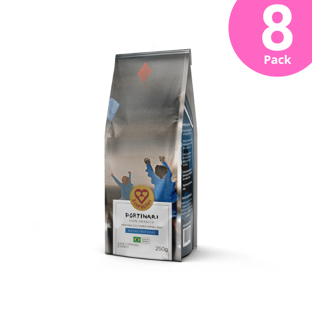 8er-Pack Corações Portinari Gourmet-gemahlener Kaffee – Trüffelnoten – 8 x 250 g (8,8 oz)