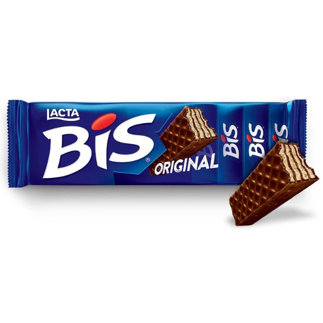 ラクタ BIS ウエハース チョコレート: 個別包装されたミルク チョコレート & クリスピー ウエハース クッキー (100.8g / 3,55oz / 20 枚)