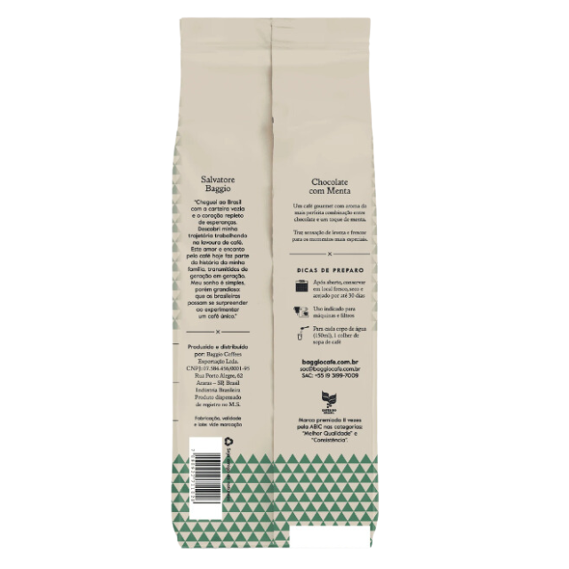 BAGGIO Aromas Chocolate Mint Flavored Ground Coffee: A Refreshing Fusion of Chocolate and Mint (250g / 8.8oz)