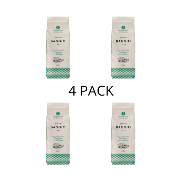 4 Packs BAGGIO Aromas Chocolate Mint Flavored Ground Coffee: A Refreshing Fusion of Chocolate and Mint (4 x 250g / 8.8oz)