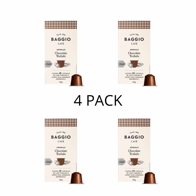 4-Pack BAGGIO Chocolate Truffle Nespresso® Capsules: Indulge in Rich Chocolatey Bliss (4 x 10 Capsules) - Brazilian Arabica Coffee