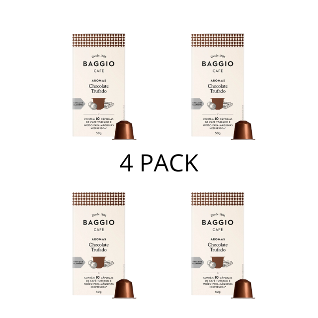 4er-Pack BAGGIO-Schokoladentrüffel-Nespresso®-Kapseln: Gönnen Sie sich reichhaltiges Schokoladenglück (4 x 10 Kapseln)