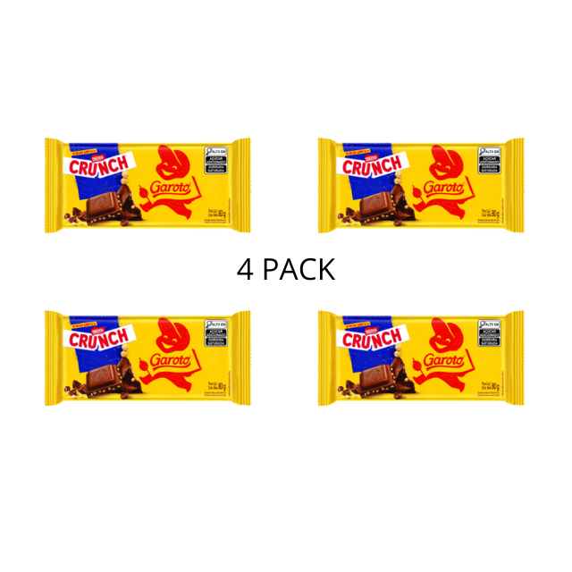 Crunch-Milchschokoladentafel 80 g (2,82 oz) GAROTO – 4er-Packung