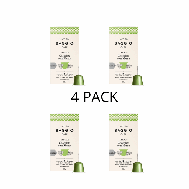 4-Pack BAGGIO Chocolate Mint Nespresso® Capsules: A Refreshing Fusion of Chocolate and Mint (4 x 10 Capsules) -Brazilian Arabica Coffee