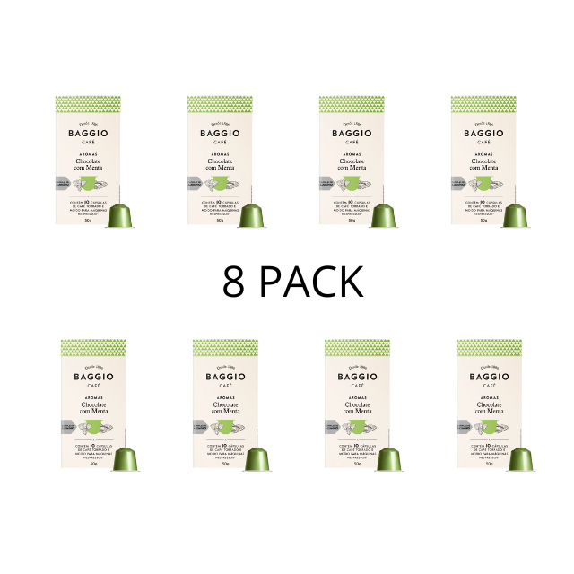 8 Packs BAGGIO Chocolate Mint Nespresso® Capsules: A Refreshing Fusion of Chocolate and Mint (8 x 10 Capsules)