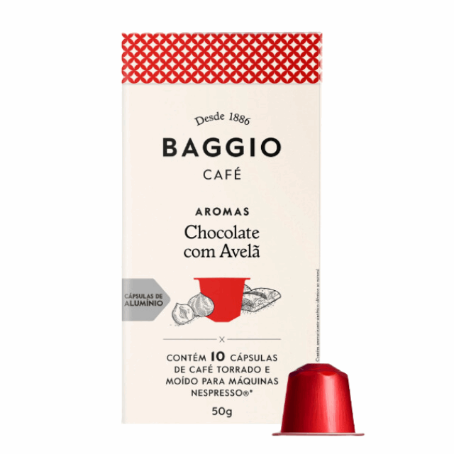 4 Packs BAGGIO Coffee Chocolate Hazelnut Nespresso® Capsules: A Delightful Fusion of Chocolate and Hazelnut (4 x 10 Capsules) - Brazilian Arabica Coffee