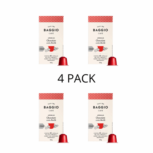 4-Pack BAGGIO Coffee Chocolate Hazelnut Nespresso® Capsules: A Delightful Fusion of Chocolate and Hazelnut (4 x 10 Capsules)