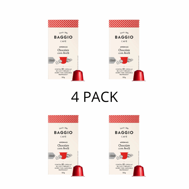 4-Pack BAGGIO Coffee Chocolate Hazelnut Nespresso® Capsules: A Delightful Fusion of Chocolate and Hazelnut (4 x 10 Capsules)