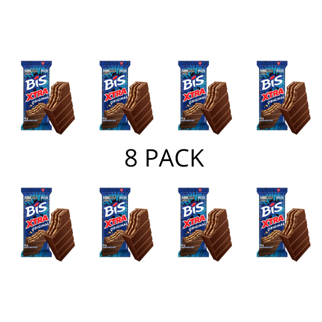 8er-Pack Bis Xtra-Milchschokolade (8 x 45 g) Lacta | Knusprige Waffeln und reichhaltige Milchschokolade