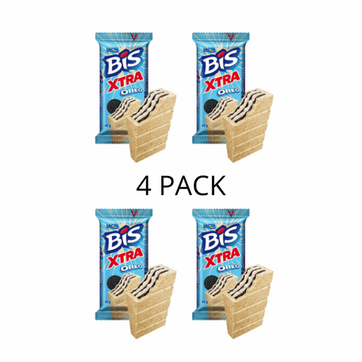 4 Packs Bis Xtra Oreo Chocolate Fusion (4 x 45g / 1.59oz) | Lacta's Crispy Wafer Bliss