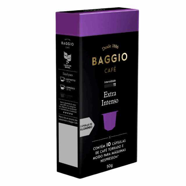 4-Pack BAGGIO Extra Intense Brazilian Coffee Capsules - Dark Roast, Arabica  (4 x 10 Capsules) Compatible with Nespresso® Machines