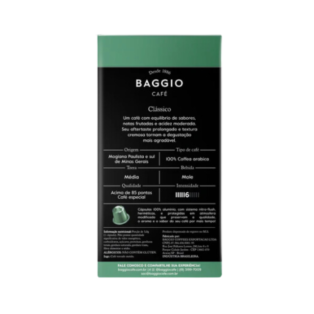 Paquete de 8 cápsulas de café artesanal Baggio Classic - Arábica de tostado medio, paquete de 8 x 10 para Nespresso®